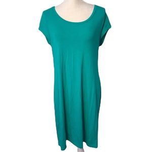 Chicos Zenergy blue green teal short sleeve flowy dress size 1 / medium